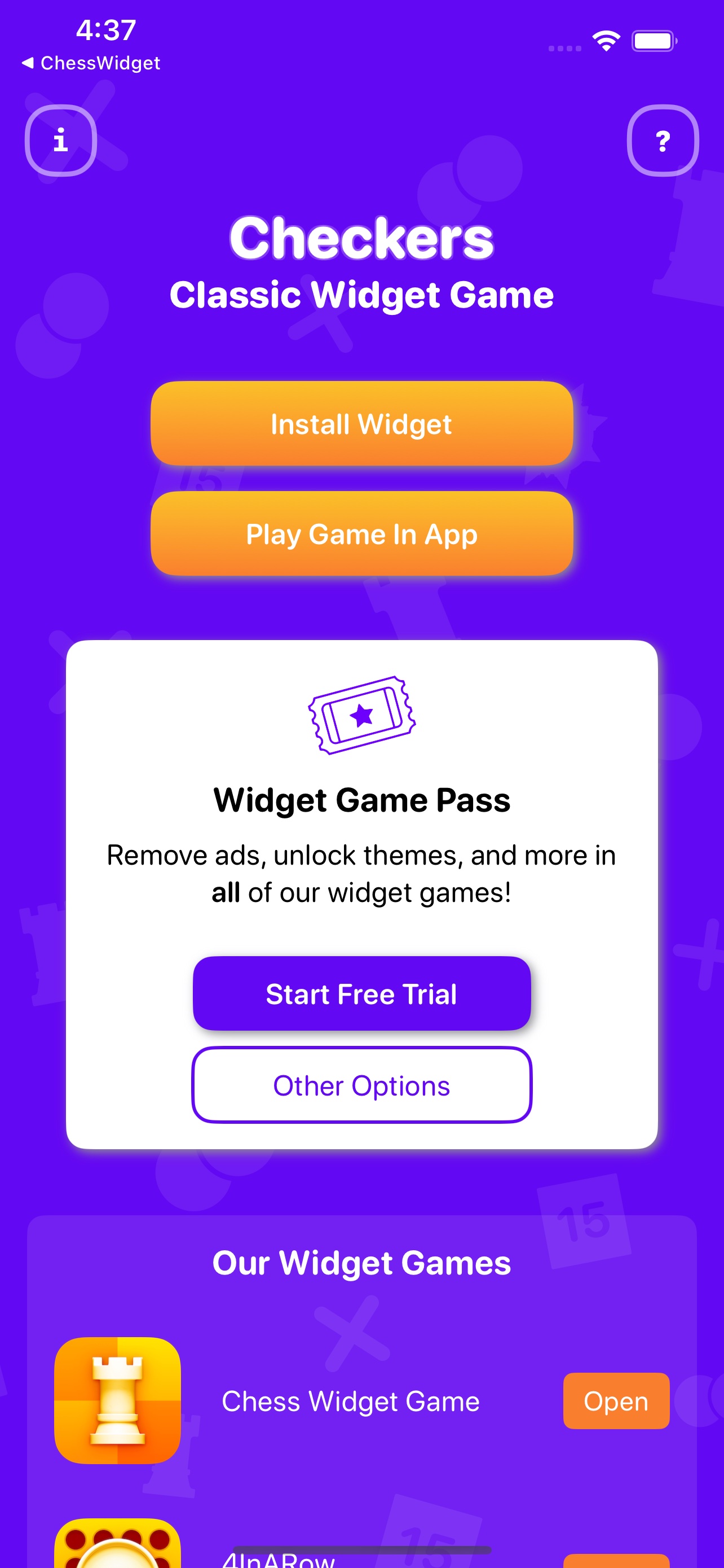 Checkers Widget Game